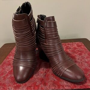 Urban Outfitters Sam Edelman Circus Talon Huarache Booties in Reddish Brown 8.5